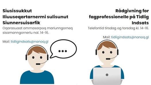 Åbning af Rådgivningsenhed for Tidlig Indsats her er oplysninger og to mennesker, der snakker i telefon